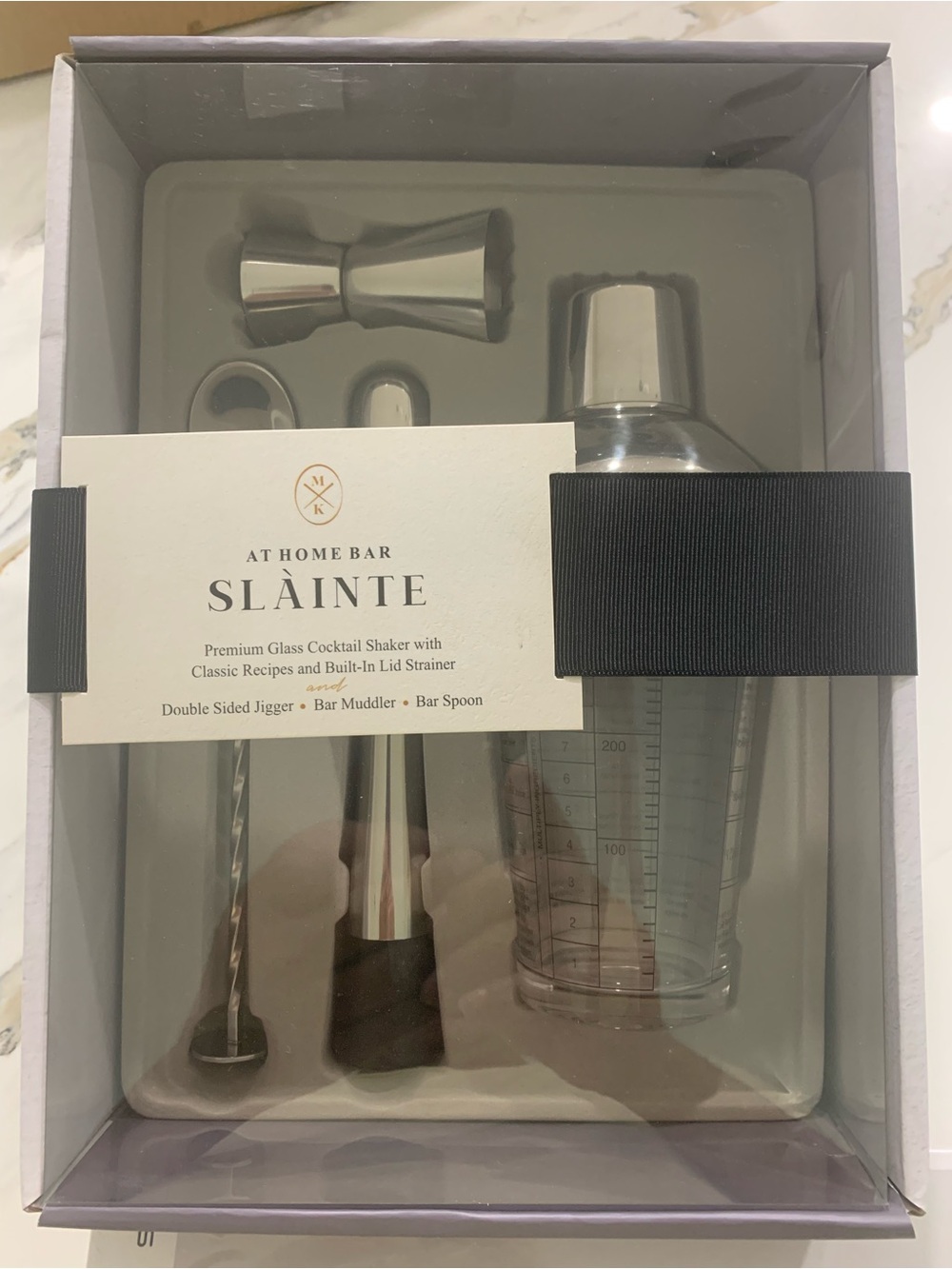 Premium Glass Cocktail Shaker Set - Silver